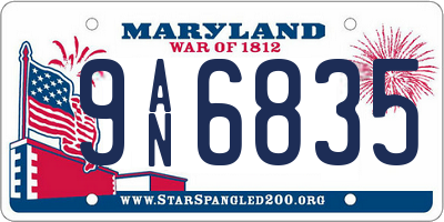 MD license plate 9AN6835