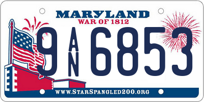 MD license plate 9AN6853