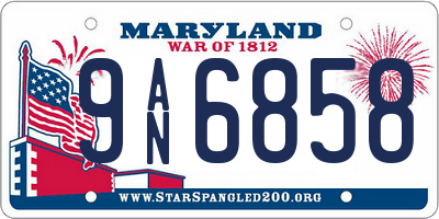 MD license plate 9AN6858