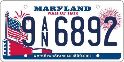 MD license plate 9AN6892