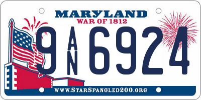 MD license plate 9AN6924