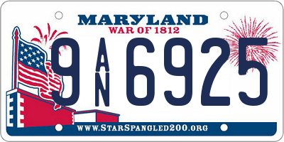 MD license plate 9AN6925