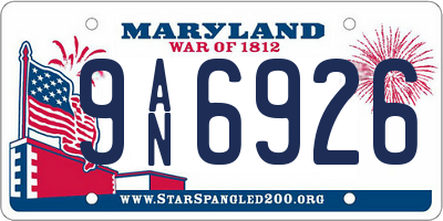MD license plate 9AN6926