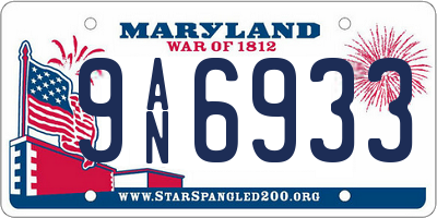 MD license plate 9AN6933