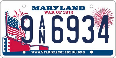 MD license plate 9AN6934