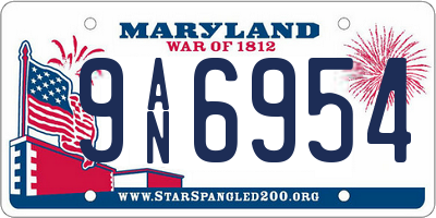 MD license plate 9AN6954