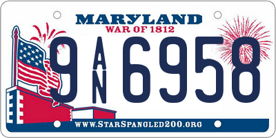 MD license plate 9AN6958