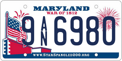 MD license plate 9AN6980