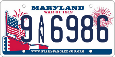 MD license plate 9AN6986