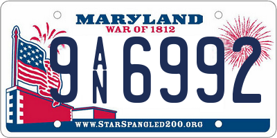 MD license plate 9AN6992
