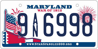 MD license plate 9AN6998