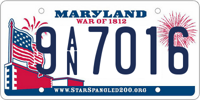 MD license plate 9AN7016
