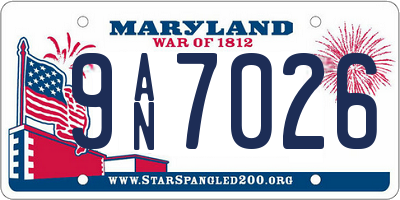 MD license plate 9AN7026