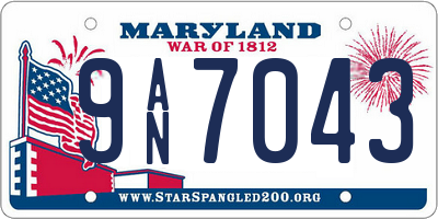 MD license plate 9AN7043