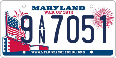 MD license plate 9AN7051