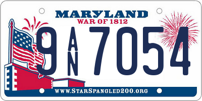 MD license plate 9AN7054