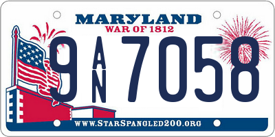 MD license plate 9AN7058