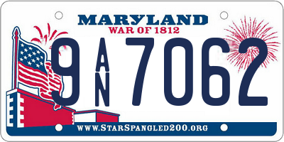 MD license plate 9AN7062