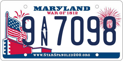 MD license plate 9AN7098