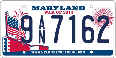MD license plate 9AN7162