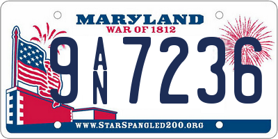 MD license plate 9AN7236