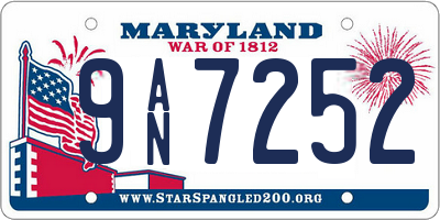 MD license plate 9AN7252