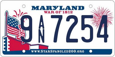 MD license plate 9AN7254