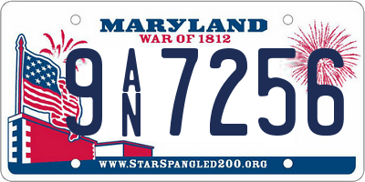 MD license plate 9AN7256