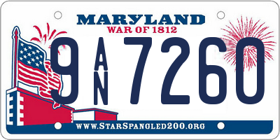 MD license plate 9AN7260