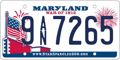 MD license plate 9AN7265