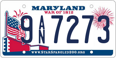 MD license plate 9AN7273