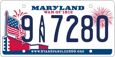 MD license plate 9AN7280