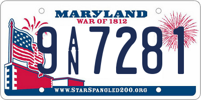 MD license plate 9AN7281