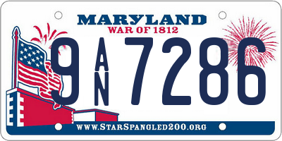 MD license plate 9AN7286