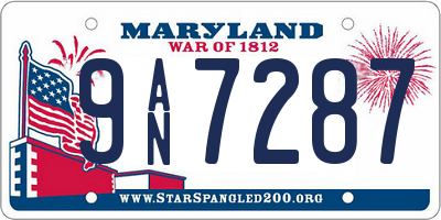 MD license plate 9AN7287
