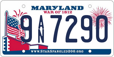 MD license plate 9AN7290