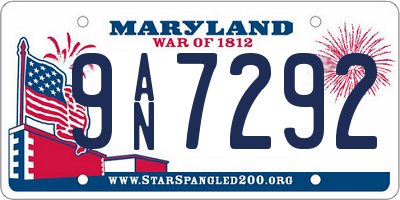 MD license plate 9AN7292