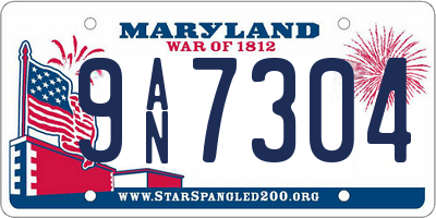 MD license plate 9AN7304