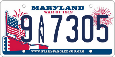 MD license plate 9AN7305