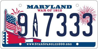 MD license plate 9AN7333