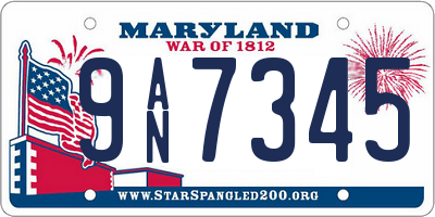 MD license plate 9AN7345