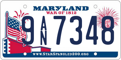 MD license plate 9AN7348