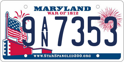 MD license plate 9AN7353