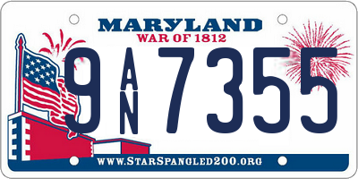 MD license plate 9AN7355