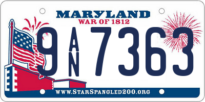 MD license plate 9AN7363