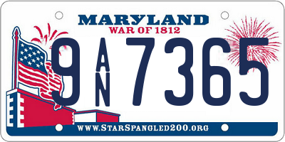 MD license plate 9AN7365