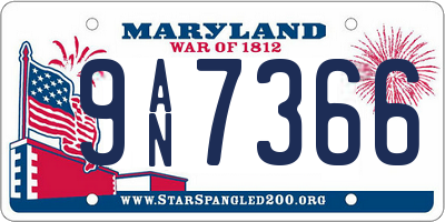 MD license plate 9AN7366