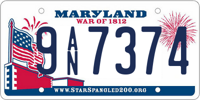 MD license plate 9AN7374