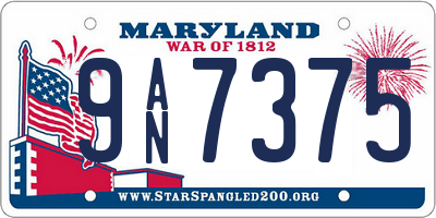 MD license plate 9AN7375