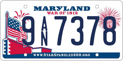 MD license plate 9AN7378